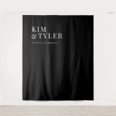 Einfache minimalistische schwarze Hochzeitslandsch Wandteppich (Vorderseite)