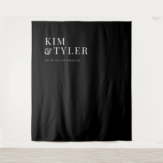 Einfache minimalistische schwarze Hochzeitslandsch Wandteppich (Vorderseite)