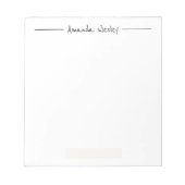 Einfache Minimalistische Schwarze Monogramm Vollst Notizblock (Vorderseite)