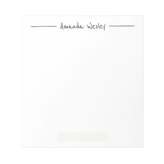 Einfache Minimalistische Schwarze Monogramm Vollst Notizblock (Vorderseite)