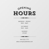 Einfache Minimalistische Schwarze Öffnungszeiten Fensteraufkleber (Blatt)