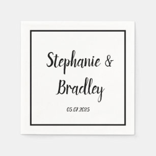 Einfache Minimalistische Schwarze Schrift Hochzeit Serviette