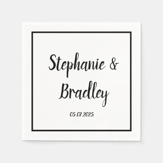Einfache Minimalistische Schwarze Schrift Hochzeit Serviette (Vorderseite)