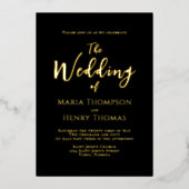 Einfache Minimalistische schwarze Skriptkalligrafi Folieneinladung (Vorderseite)