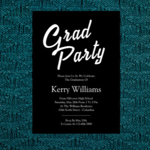 Einfache minimalistische schwarze und weiße Abschl Einladung