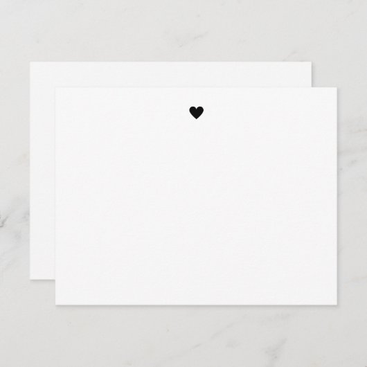 Einfache Minimalistische Schwarzherz-Geschichte Mo Mitteilungskarte (Vorne/Hinten)