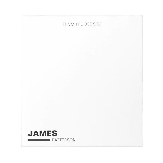 Einfache Minimalistische Schwarzweiß-Bezeichnung C Notizblock (Vorderseite)