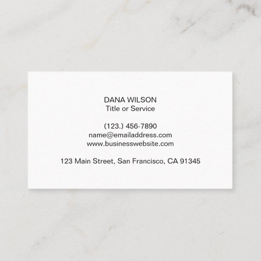 Einfache Minimalistische Schwarzweiß-Schrift hinzu Visitenkarte (Rückseite)