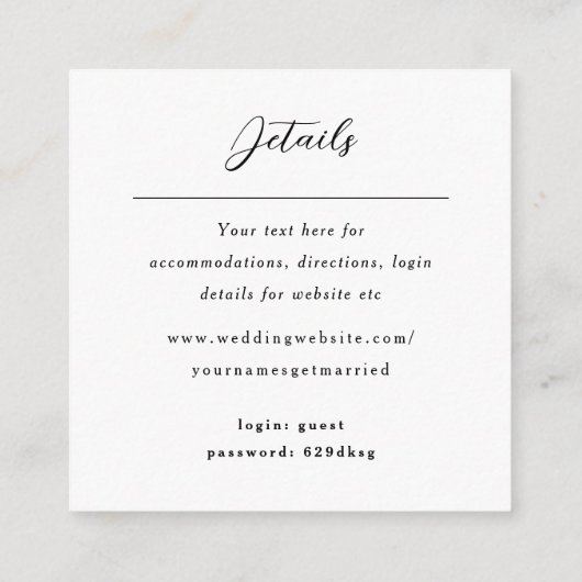 Einfache minimalistische schwarzweiße uAwg qr-Code Begleitkarte (Rückseite)