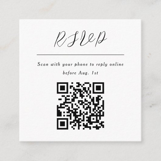 Einfache minimalistische schwarzweiße uAwg qr-Code Begleitkarte (Vorderseite)