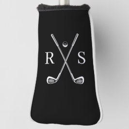 Einfache Minimalistische Schwarzweißmonogramm Golf Headcover