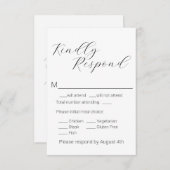 Einfache Minimalistische Script-Auswahl RSVP Karte (Vorne/Hinten)