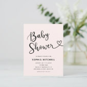 Einfache Minimalistische Script Heart Baby Dusche Postkarte (Stehend Vorderseite)