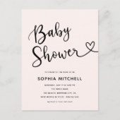 Einfache Minimalistische Script Heart Baby Dusche Postkarte (Vorderseite)