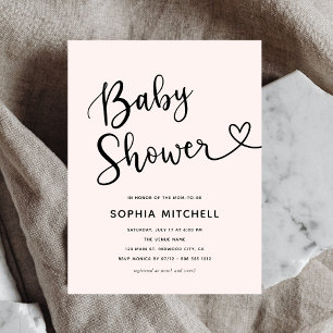 Einfache Minimalistische Script Heart Baby Dusche Postkarte