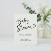 Einfache Minimalistische Script Heart Baby Dusche Postkarte (Stehend Vorderseite)