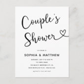 Einfache Minimalistische Script-Herz-Paare-Dusche Postkarte (Vorderseite)