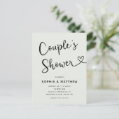 Einfache Minimalistische Script-Herz-Paare-Dusche Postkarte (Stehend Vorderseite)