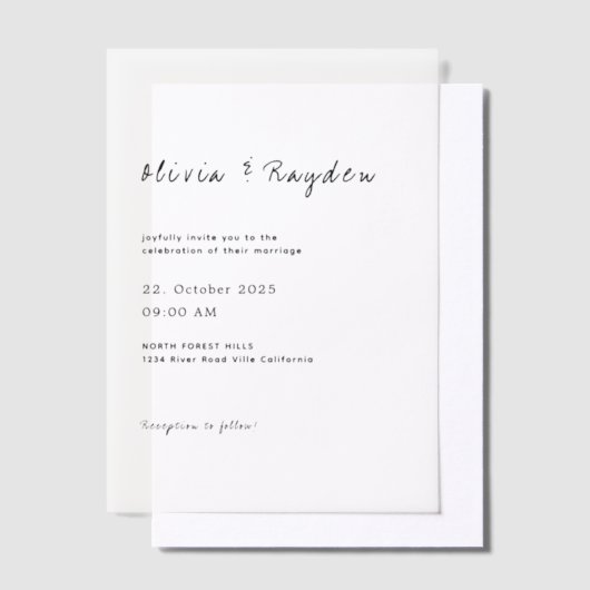 Einfache Minimalistische Script-Hochzeit Pergament Einladungen (Versetzt)