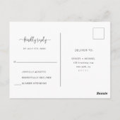 Einfache Minimalistische Script-Hochzeit RSVP Post Postkarte (Rückseite)