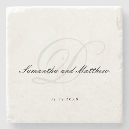 Einfache Minimalistische Script-Hochzeit Steinuntersetzer (Vorderseite)