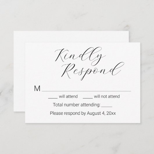 Einfache Minimalistische Script-Hochzeitkarte für Dankeskarte (Vorne/Hinten)