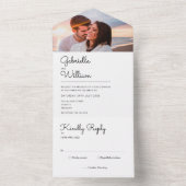 Einfache Minimalistische Script Monogram Foto Hoch All In One Einladung (Innen Boden)