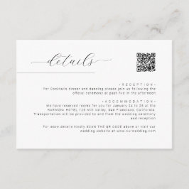 Einfache Minimalistische Script QR Code Hochzeitde Begleitkarte