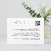 Einfache Minimalistische Script QR Code Hochzeitde Begleitkarte (Stehend Vorderseite)