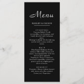 Einfache Minimalistische Script-Sleek Black Weddin Menükarte (Vorderseite)