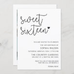 Einfache Minimalistische Script Sweet 16 Geburtsta Einladung<br><div class="desc">Einfache Minimalistische Script Sweet 16 Geburtstag Foto Einladung</div>