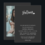 Einfache Minimalistische Script Sweet 16 Geburtsta Einladung<br><div class="desc">Einfache Minimalistische Script Sweet 16 Geburtstag Foto Einladung</div>