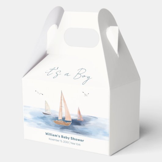 Einfache Minimalistische Segelboot Babydusche Geschenkschachtel (Vorderseite)