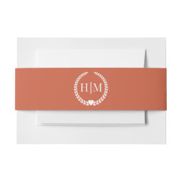 Einfache Minimalistische Siena Orange Monogramm Einladungsbanderole