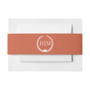 Einfache Minimalistische Siena Orange Monogramm Einladungsbanderole