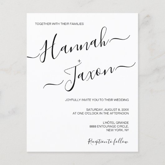 Einfache Minimalistische Skriptbezeichnung Hochzei (Vorderseite)