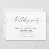 Einfache Minimalistische Skripte Weiße Erwachsene  Einladung (Vorderseite)