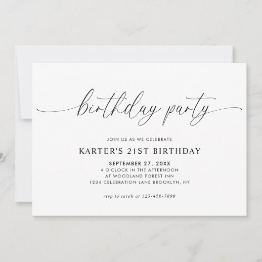 Einfache Minimalistische Skripte Weiße Erwachsene  Einladung (Vorderseite)