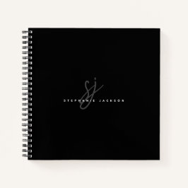 Einfache Minimalistische Skriptinitialen für Schwa Notizblock