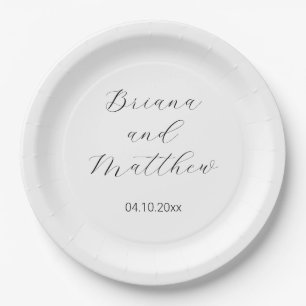 Einfache Minimalistische Skriptkalligrafie White W Pappteller