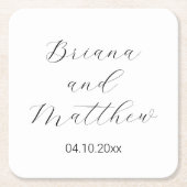 Einfache Minimalistische Skriptkalligrafie White W Rechteckiger Pappuntersetzer (Vorderseite)