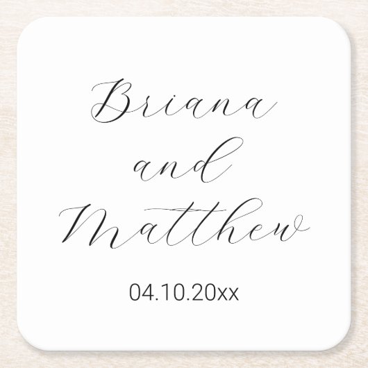 Einfache Minimalistische Skriptkalligrafie White W Rechteckiger Pappuntersetzer (Vorderseite)