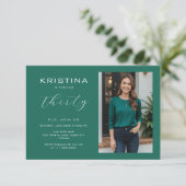 Einfache Minimalistische Smarald Green 30. Geburts Einladung (Stehend Vorderseite)