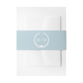 Einfache Minimalistische Soft Icy Blue Monogram We Einladungsbanderole