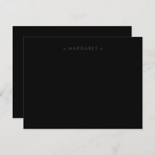 Einfache Minimalistische Solid Black Personalisier Mitteilungskarte (Vorne/Hinten)