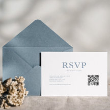 Einfache Minimalistische Staubblaue QR-Code-RSVP