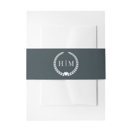 Einfache Minimalistische Stormy Dusk Blue Monogram Einladungsbanderole