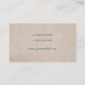 Einfache minimalistische Tan Beige Linen Visitenkarte (Rückseite)
