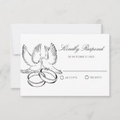 Einfache minimalistische Taube-Ehering RSVP Karte (Vorderseite)