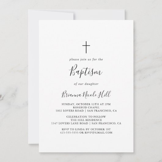 Einfache Minimalistische Taufe Einladung (Vorderseite)